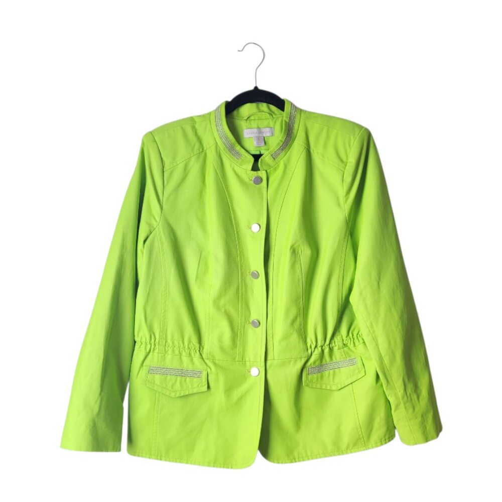 Laura Ashley Lime Green Cinch Waist Bling Jacket